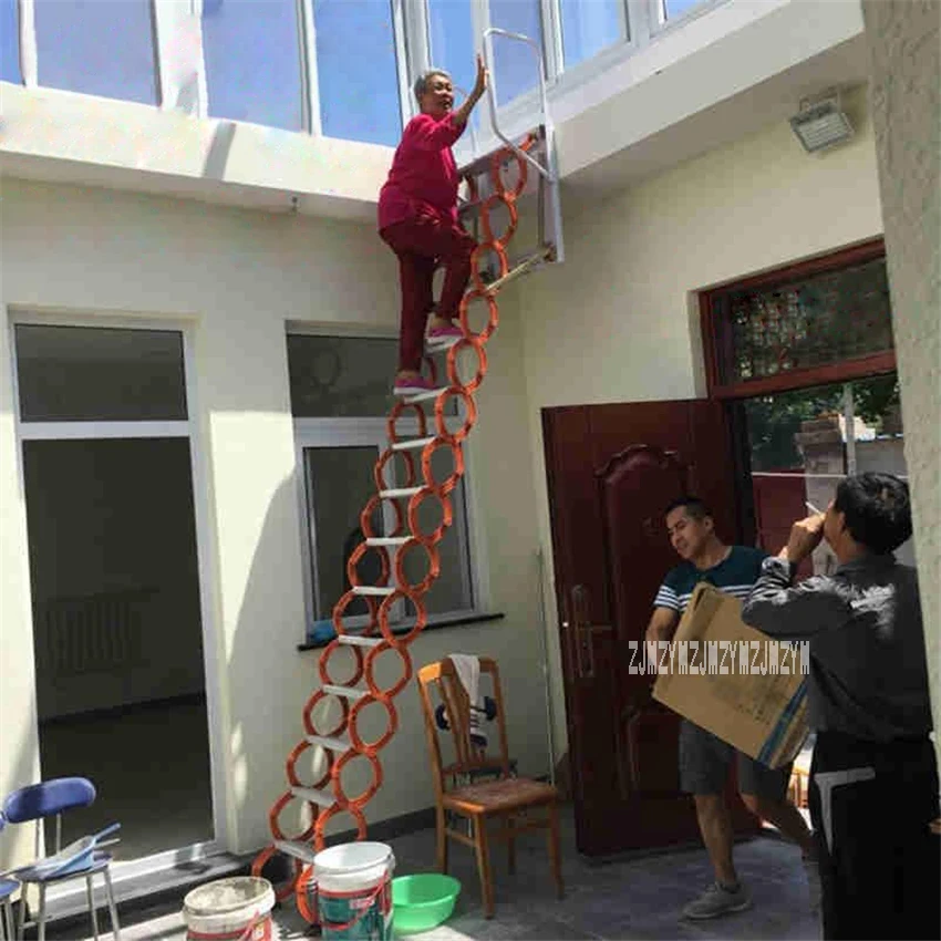 Household Tool Set Outdoor Wall Hanging Retractable Staircase Manual Folding Ladder Portable Telescopic Stair 2.5-3M