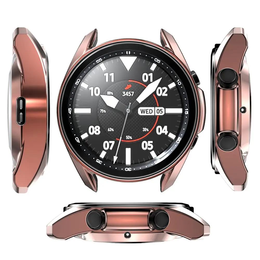 Funda para Samsung Galaxy Watch 3, correa de 45mm/41mm, cubierta protectora de pantalla chapada en TPU, carcasa protectora