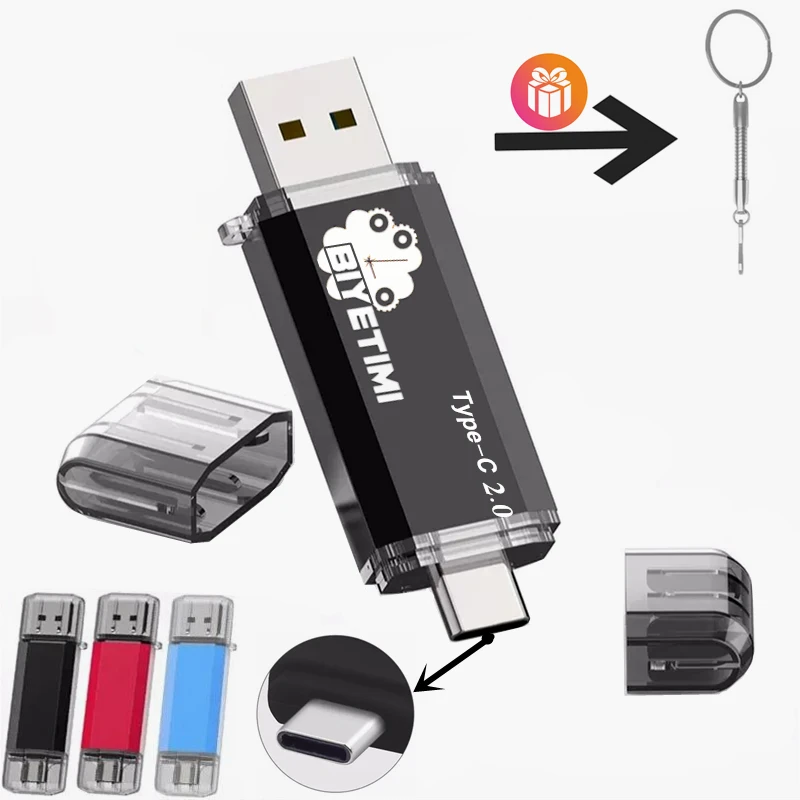 Biyetimi Loại C 2.0 Đèn LED Cổng Usb 64Gb Pendrive 32Gb Bút 16Gb Dung Lượng Thực Usb thẻ Nhớ Cho Điện Thoại Và Máy Tính