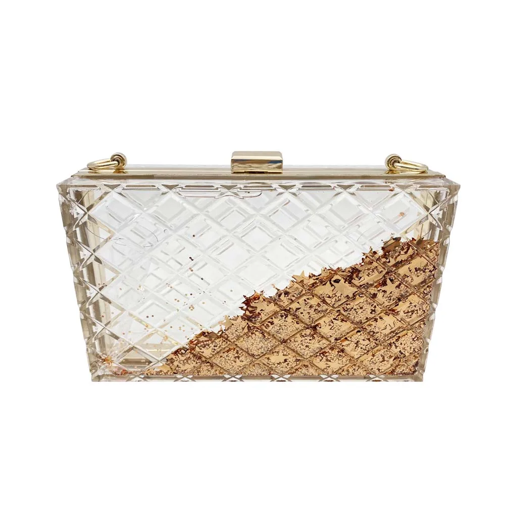 Pochette de soirée en poudre liquide pour femme, sac à main transparent en acrylique, sac à bandoulière de plage, mini sacs initiés, mode, été