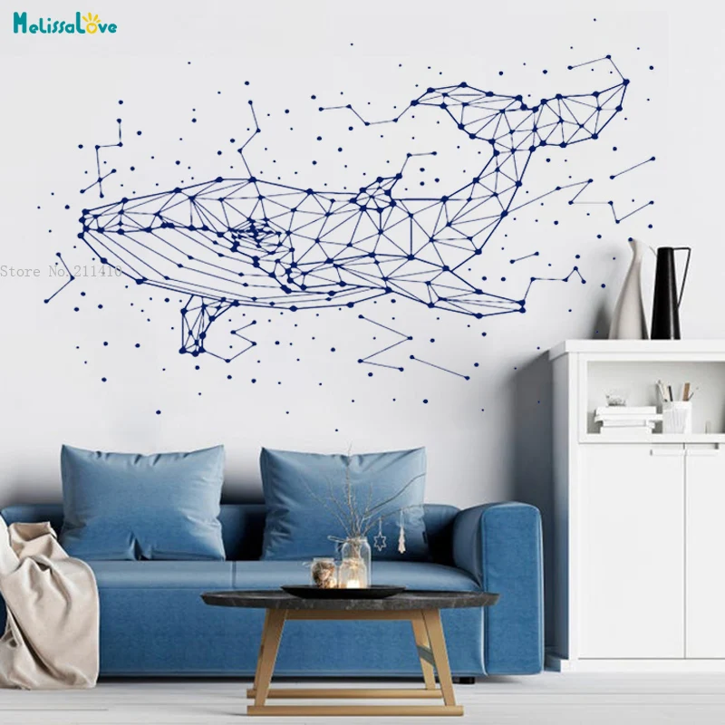 Large Size Whale Stars Constellation Wall Sticker Nebula Sky Office Decor Living Room Vinyl Art Murals Self-adhesive YT3651