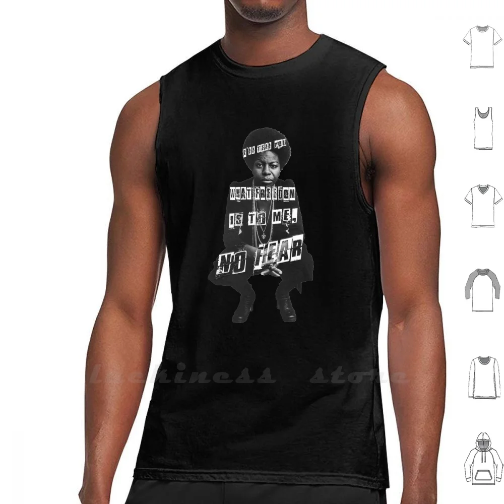 No Fear Nina Sleeveless Tank Top Vest Cotton Nina Simone Revolution Rebel Rebel Girl Rebel Without A Cause James Dean Black