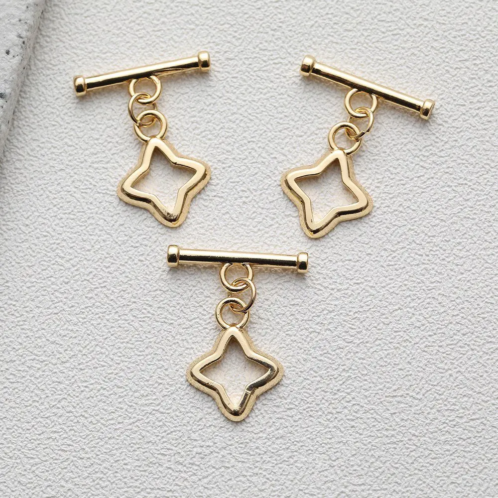 4PCS 14k Gold Plated Bracelet Necklace Making Link Buckle for Jewelry Findings Components DIY Hand Made Brass Accessories