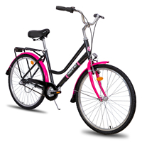 Hiland 26 Inch Hybrid Bike Urban City Bikes 3 Speeds with Comfortable Retro Street City Bike 53cm for Women Man