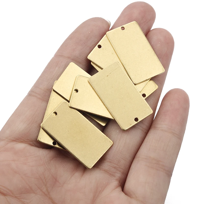 10pcs Raw Brass Rectangle Charms For DIY Jewelry Making Square Pendnats Fitting Handamde Earrings Necklace Crafts Accessories