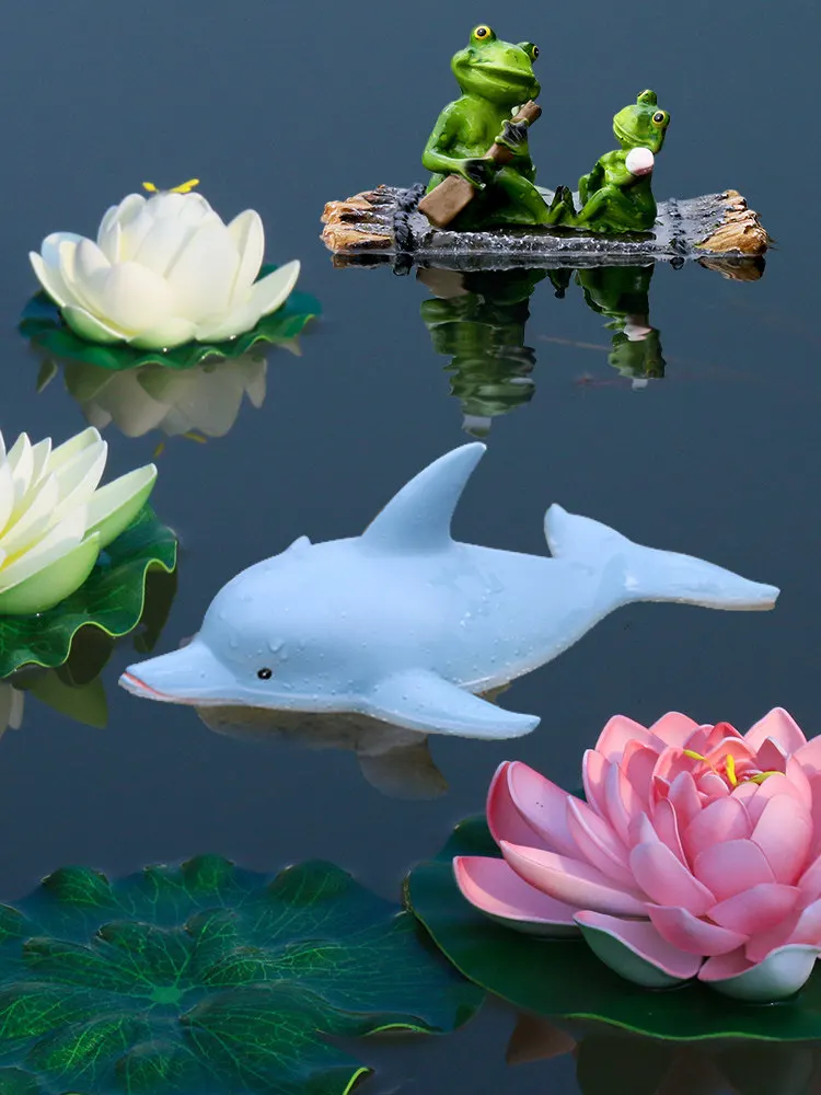 

Garden Simulation Animal Resin Floating Water Dolphin Ornaments Outdoor Courtyard Figurines Crafts Pool Pood Statue Decoration