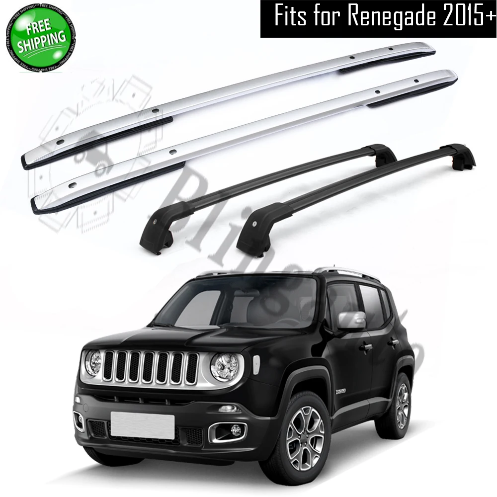 4Pcs aluminium front rear left right roof rail rack crossbar cross bar fits for J-e-e-p Renegade 2015-2020