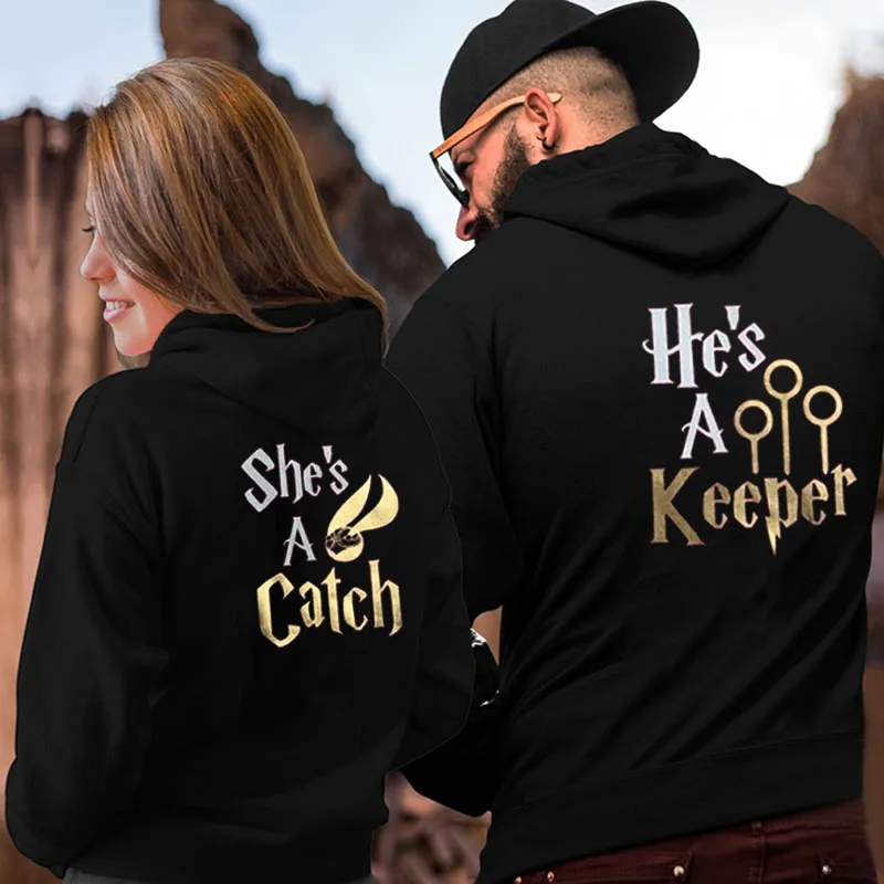 Women Men Lovers Sweatshirt Catch Keeper Couple Hoodies Hoody Lovers Couples Hoodies Casual Pullovers Gift