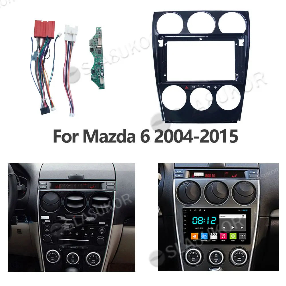 

For Mazda 6 2004 2005 2006-2015 Car Fascia Wires Board Control CANBUS Work Stereo Panel Dash Installation DVD Frame 9 Inch 2din