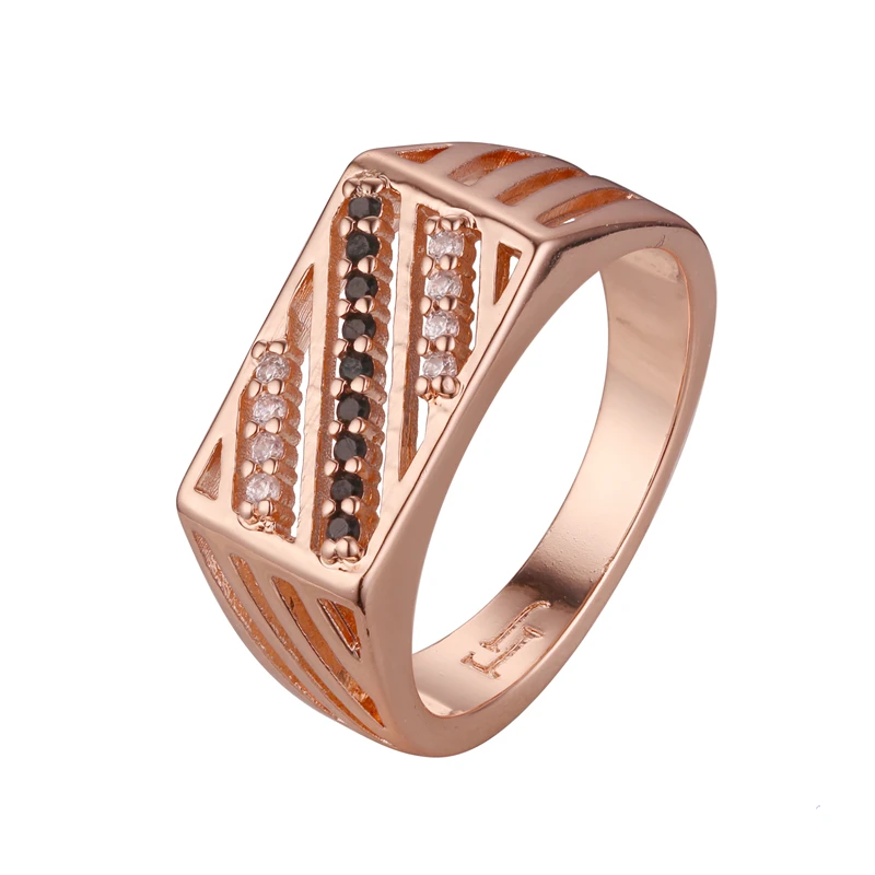 2024 New Arrival Man Black Stone Bands Rings 585 Rose Gold Color Plating Russian Male Jewelry Gift