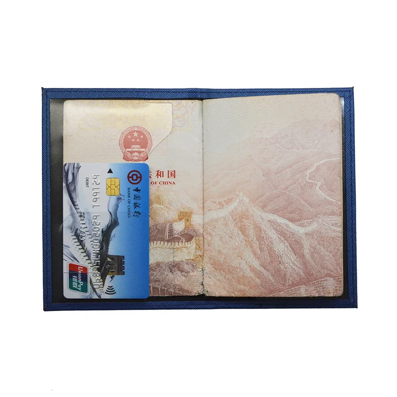 Plain PU Leather Safiano Cross Pattern Bussiness Passport Holder with ID Card holder Universal Passport Covers