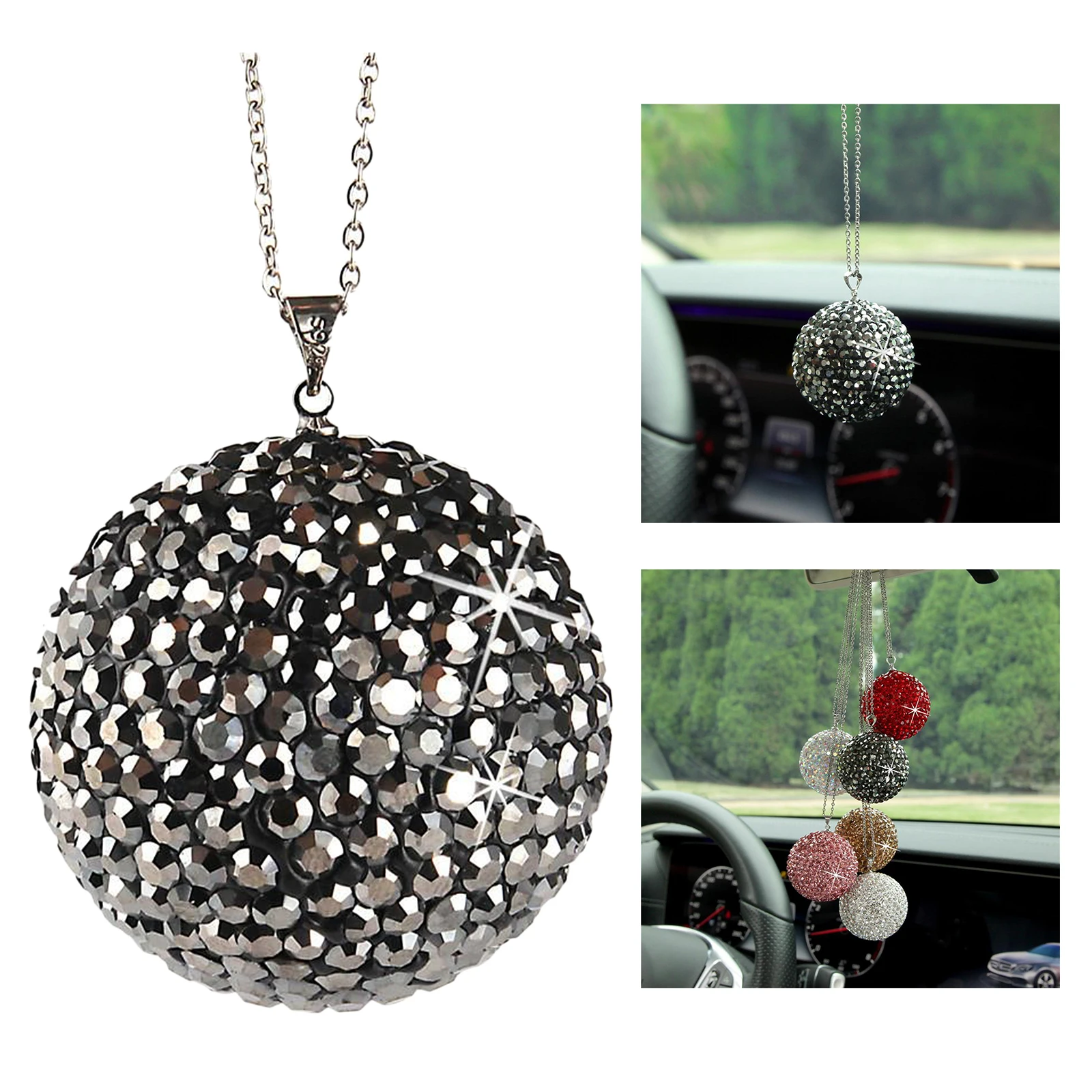 Disco Bling Bling Crystal Ball Cars Charms pendente per auto per specchietto retrovisore