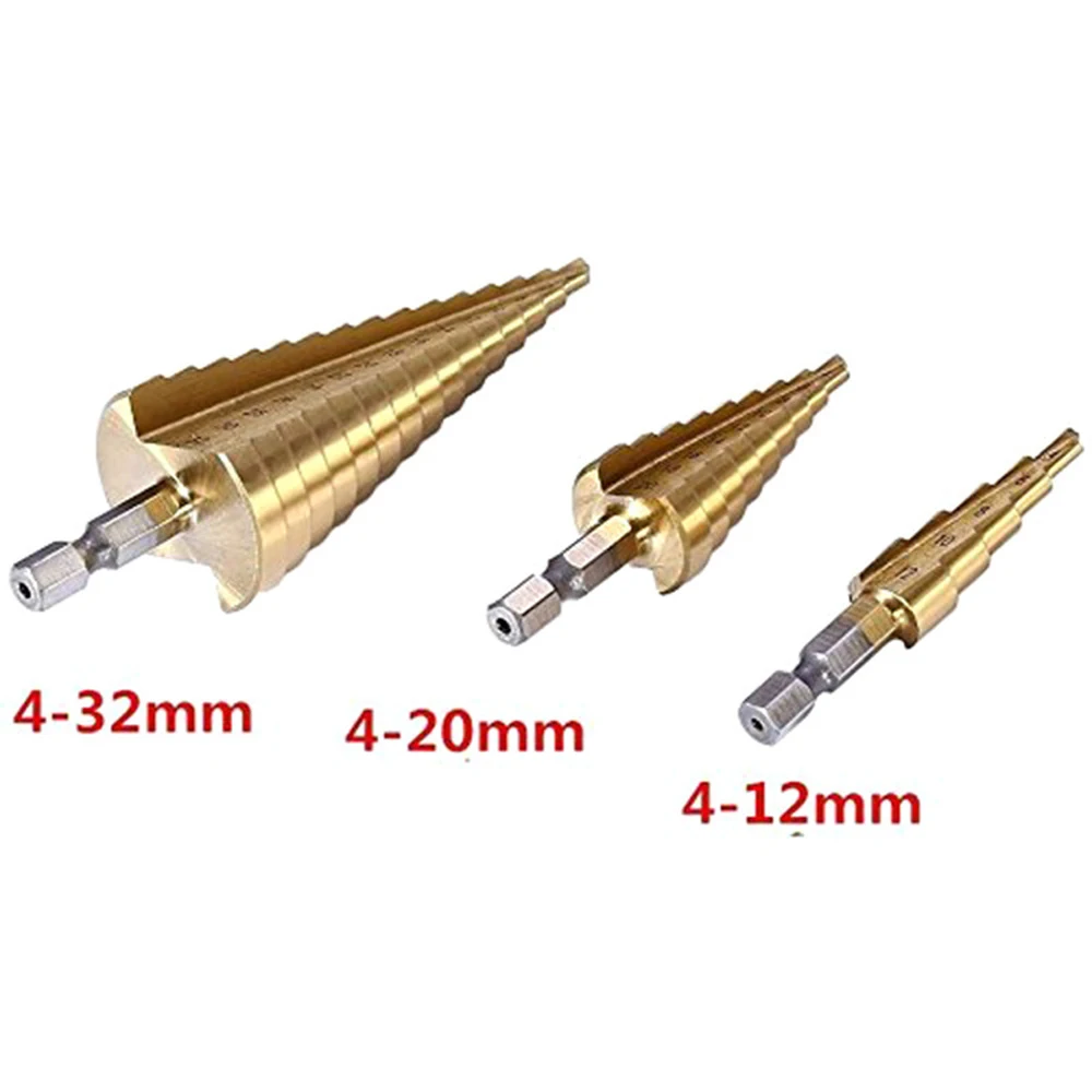 New 4-12mm 4-20mm 4-32mm HSS Drilling Power Tools Metal High Speed Steel Wood Hole Cutter Cone Drill Bits Tools Set 2022 2023