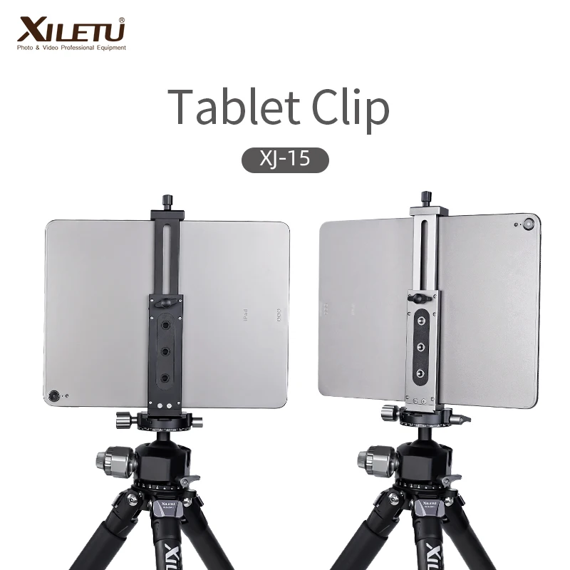 XJ-15 Universal Aluminum Alloy Tablet Phone Stand Holder Clip Tripod Adjustable Bracket For Mobile Phones Ipro Tablets 12.9in