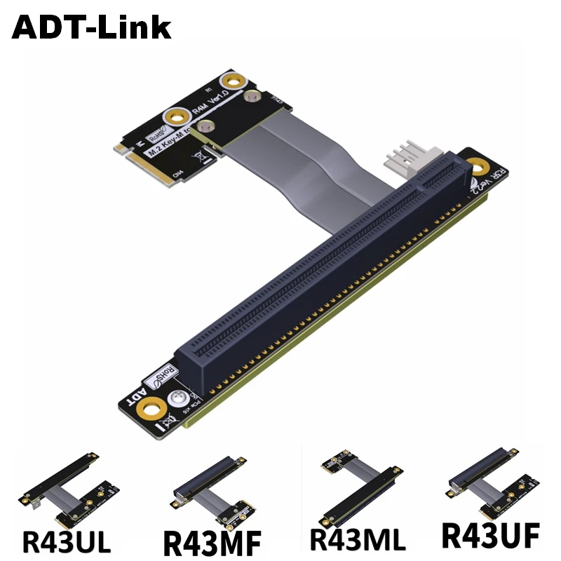 M.2 NVMe to PCI Express X16 Extender Adapter Jumper for GPU Graphics Video Cards with SATA Power Cable 32GB/s PCI-e