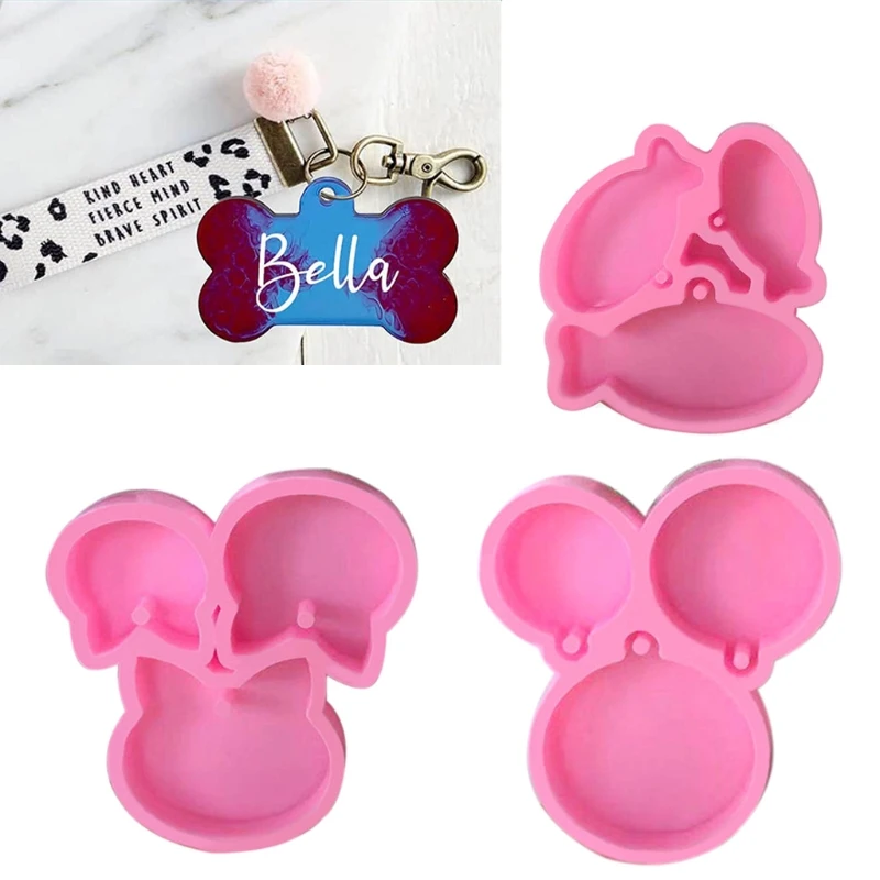 DIY Pet Dog Cat Hanging Tag Listed Silicone Mould Crafts Jewelry Casting Tools Pendants Epoxy Resin Mold