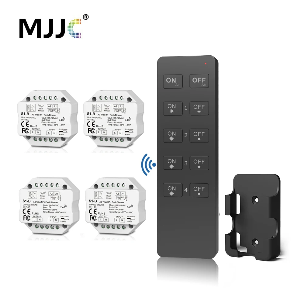 MJJC LED Dimmer Switch 110V 220V 230V AC Triac LED Dimer 220 Volts Dimmer WIFI Wireless Remote Control for Bulb Light Lamp S1-B