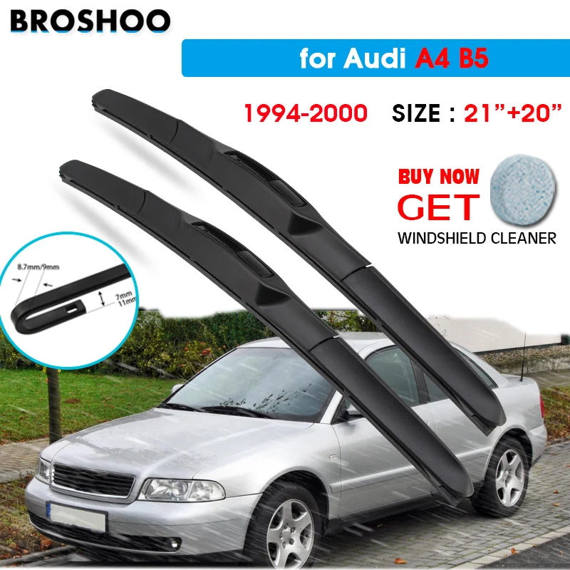 

Car Wiper Blade For AUDI A4 B5 21"+20" 1994-2000 Auto Windscreen Windshield Wipers Blades Window Wash Fit U Hook Arms