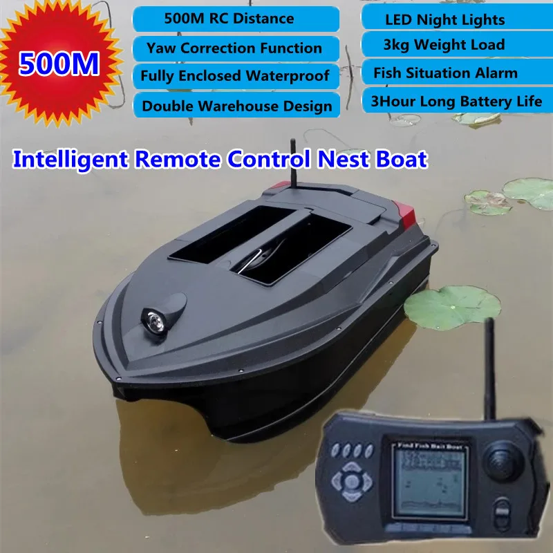 

500M Intelligent Remote Control Dual-Motor Sonar Fishing Nest Boat 3kg Enclosed Waterproof Double Body High Speed RC Bait Boat