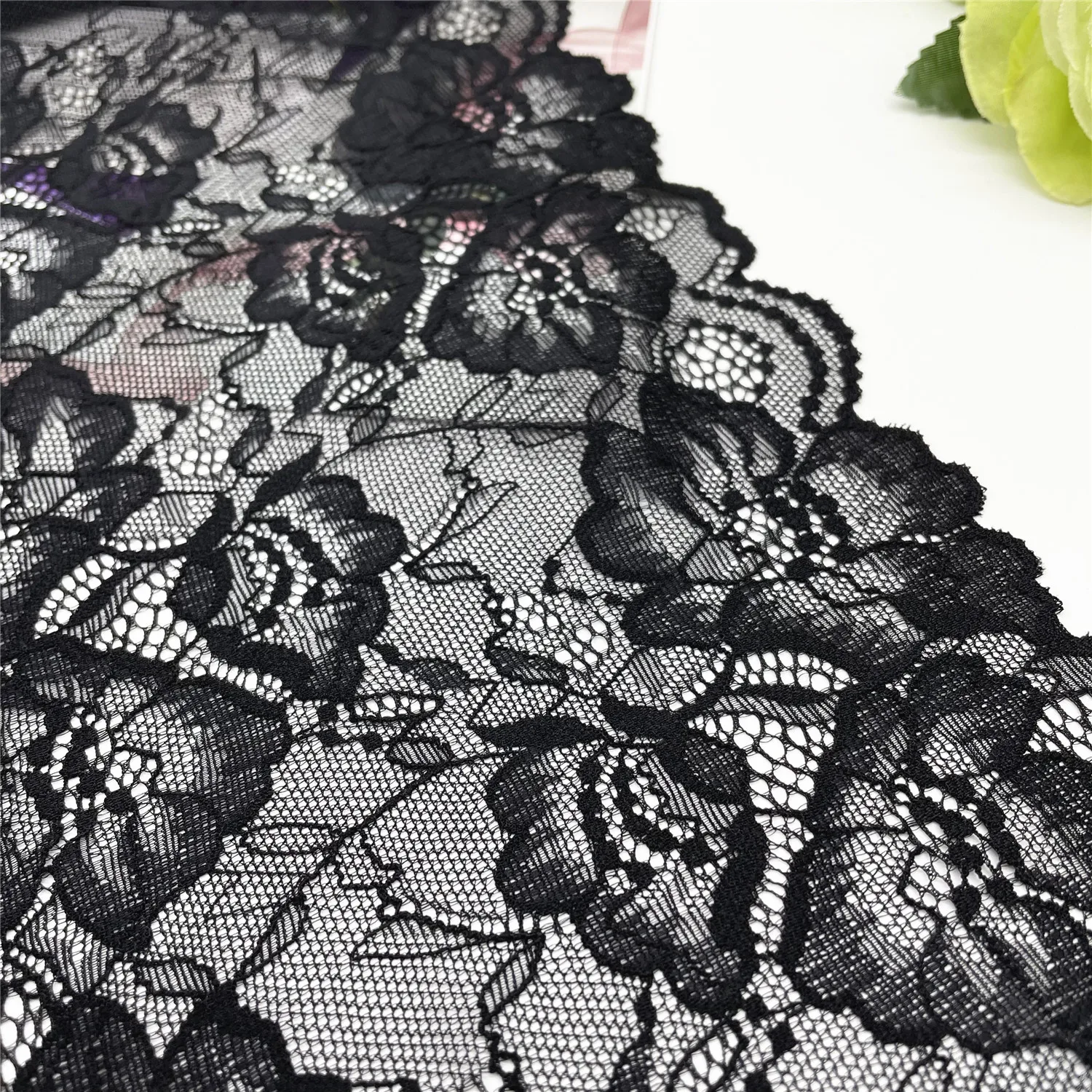 3y/lot Width 18.50cm Black Stretch Lace Trims For Clothing Accessories Dress Sewing Applique Costume Lace Fabrics