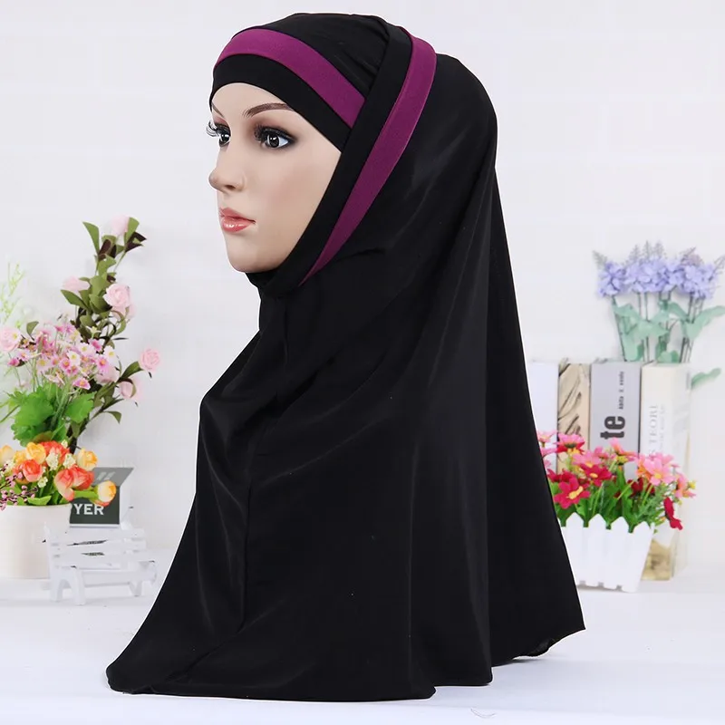 Muslim Instant Hijab Ready To Wear Two Piece Non Slip Khimar Head Wrap Modest Turban Accessories For Women