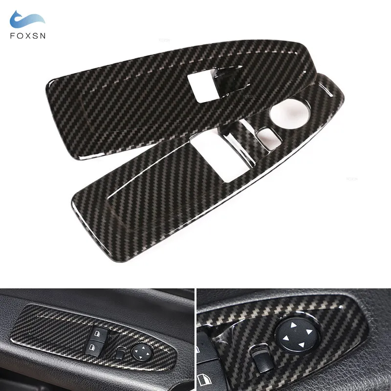 For BMW 1 2 Series F20 F21 F22 F45 F46 2014-2019 Carbon Texture Glass Lift Switch Panel Decorative Frame Car Auto Accessories