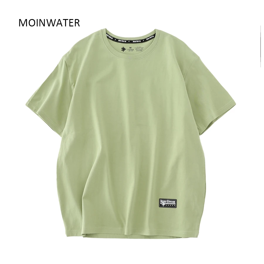 MOINWATER New Women Light Green Cotton T shirts for Summer Famle Simple Casual White Tees Lady Fashion Streetwear Tops MT22069