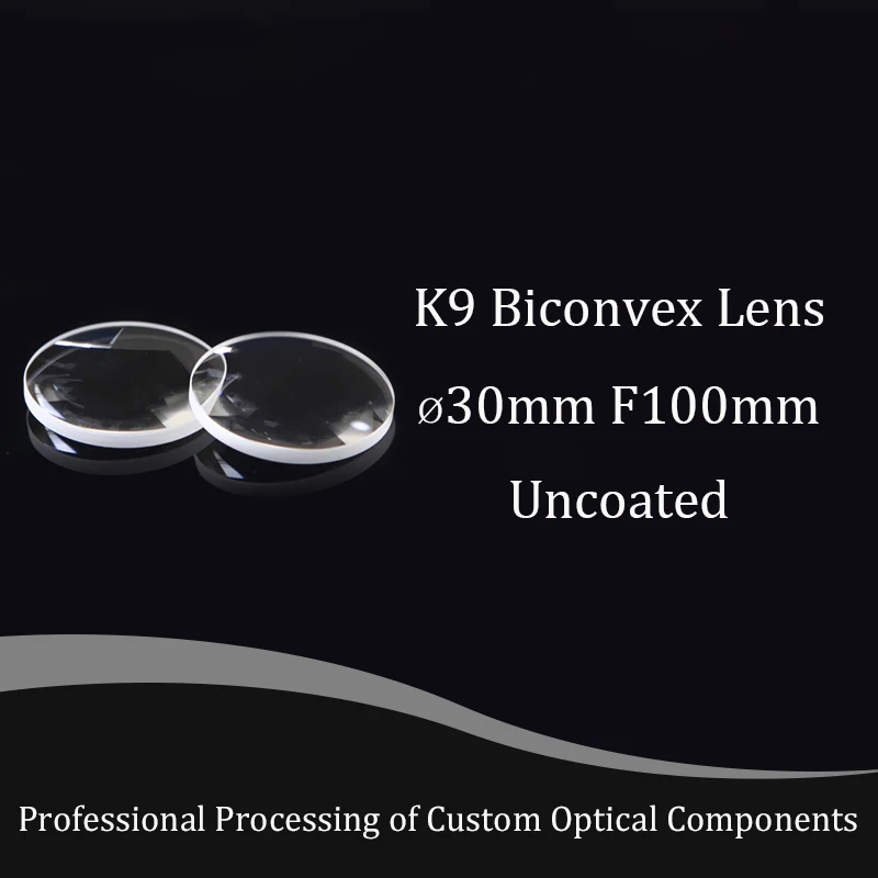 Optical Glass K9 Optics Double Convex Mirror 30mm Diameter 100mm Focal Length Projector Lenses Physics Experiment Teaching Tool