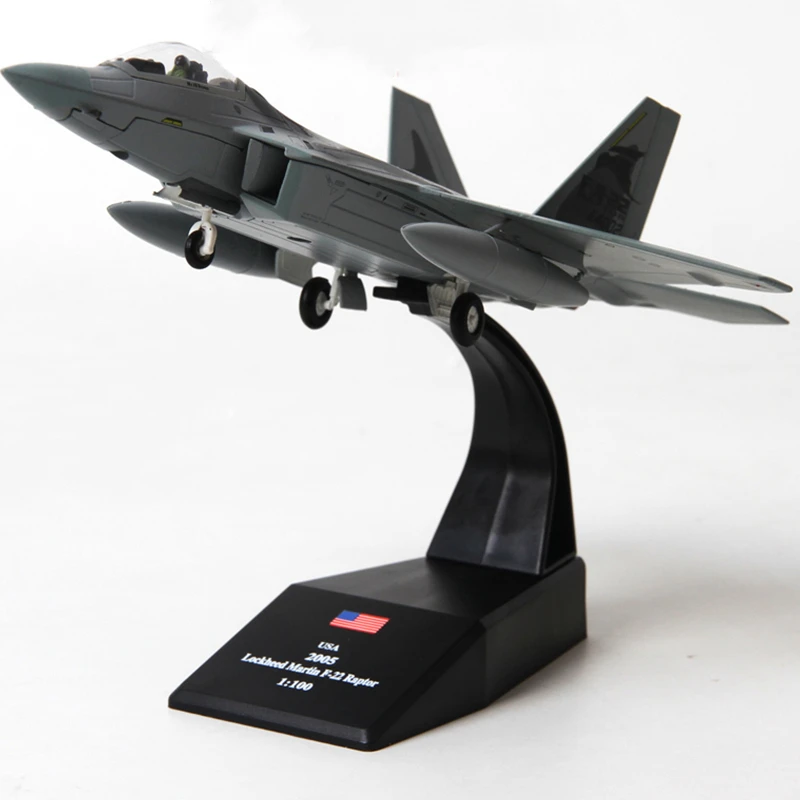 1/100 Scale Fighter Aircraft Plane Model Alloy US Air Force Military F-22 Raptor fighter US F22 Aircraft F22 Raptor Model Toys