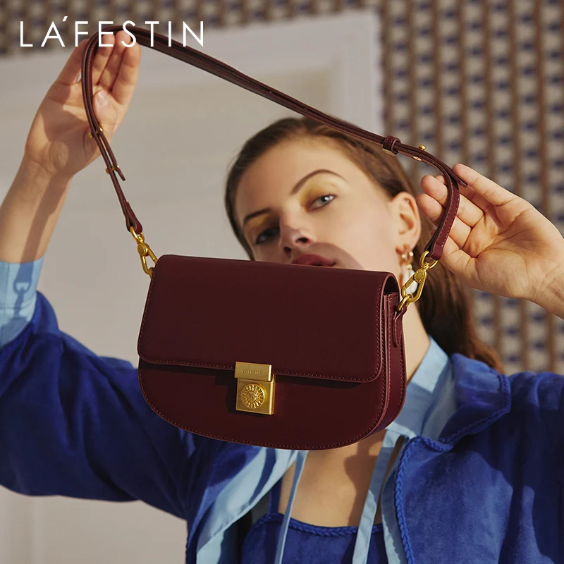 La festin 2024 neue trend ige Damen High-End einfache Sattel tasche modische Leder Schulter Messenger Handtasche hochwertige Marke
