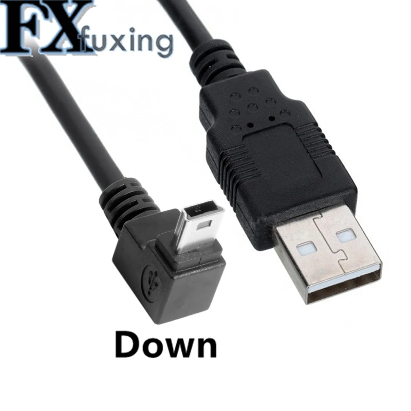 1 sztuk USB 2.0 męski na Mini USB w górę lewego prawego kątowy kabel 90 stopni 0.3m dla kamery MP4 Tablet t-port kabel danych l-bend Mini