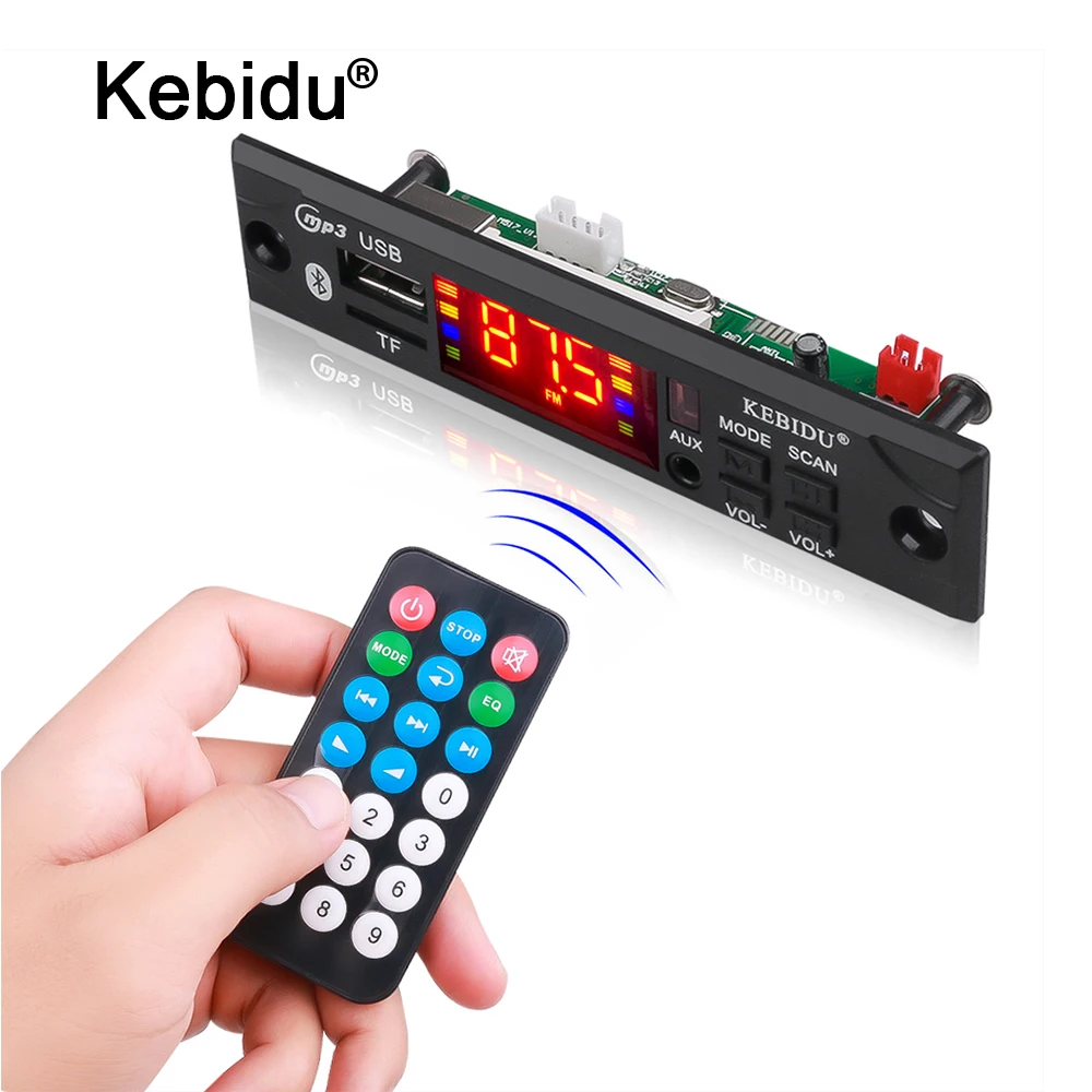 kebidu 12V Wireless Bluetooth Audio Decoder Board Module Car MP3 Player MP3 WMA WAV AUX 3.5MM USB TF FM decoder board DIY Speake