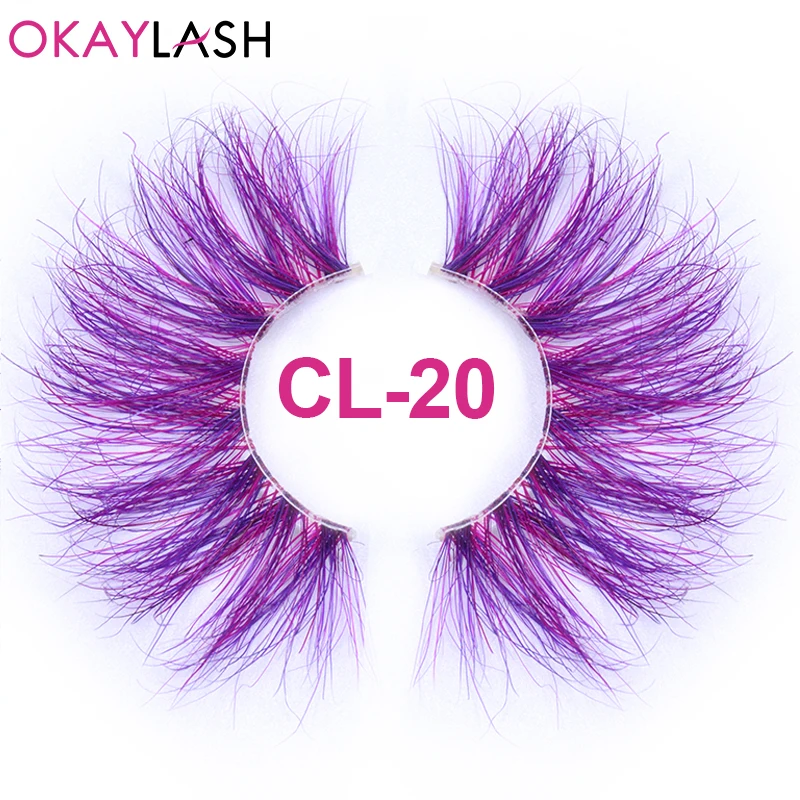 OKAYLASH 25mm Super Long Blue, Green, Purple Colored Eyelashes for Performance, Dancing, Musical comedy, Drag show Fake Lahses