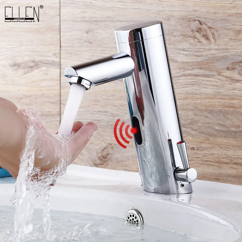 

ELLEN Deck Mounted Bathroom Sensor Sink Faucet Hot Cold Hand Touchless Tap Automatic Inflated Sensor Faucet Crane ELS87