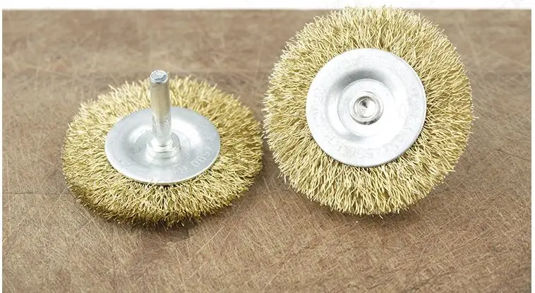 6mm handle T-type copper wire brush Deburring Rust removal Electric grinding polishing head 38/50/65/75/100mm NO.C0424