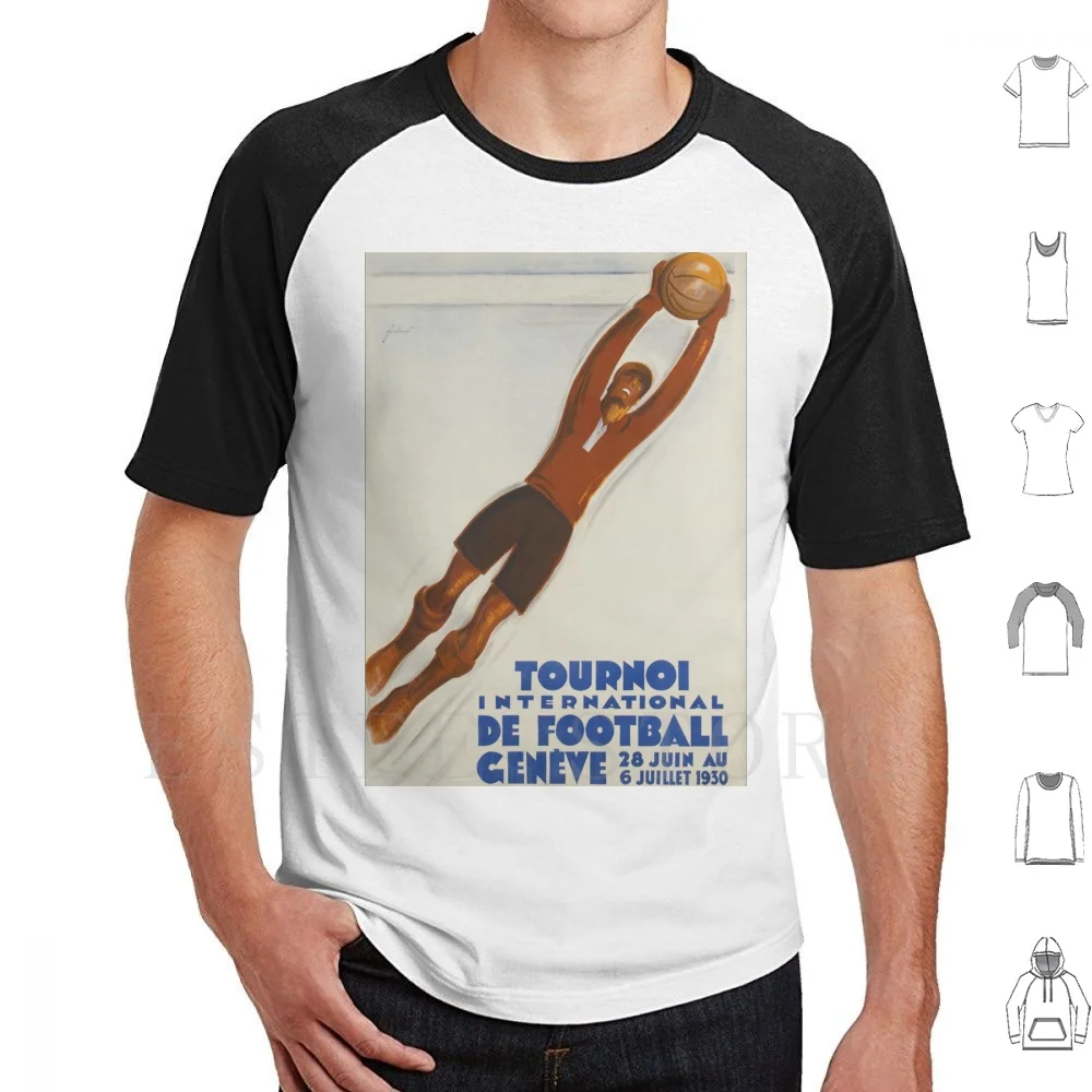 Noel Fortanet-Tournoi International De Football , Genève , 1930 , Art Deco Poster T Shirt Print Cotton 1920 1930 1920s 1930s