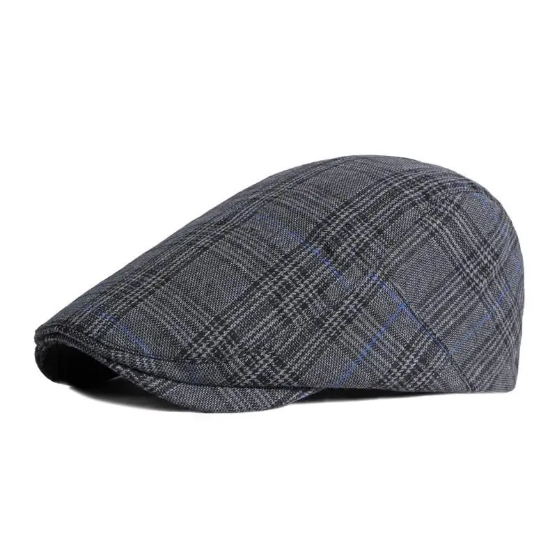 LDSLYJR 2021 Cotton Spring Summer plaid Newsboy Caps Flat Peaked Cap Men and Women Painter Beret Hats 130