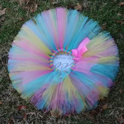 Multicolor Girls Tutu Skirts Baby Tulle Ballet Pettiskirts Tutus with Pink Ribbon Bow Kids Birthday Party Costume Skirts Cloth