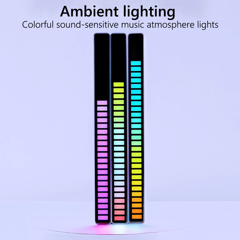 RGB Activated Music Rhythm Lamp Bar Sound Control LED Car Atmosphere Light Bar Colorful Music Ambient Pickup Lamp