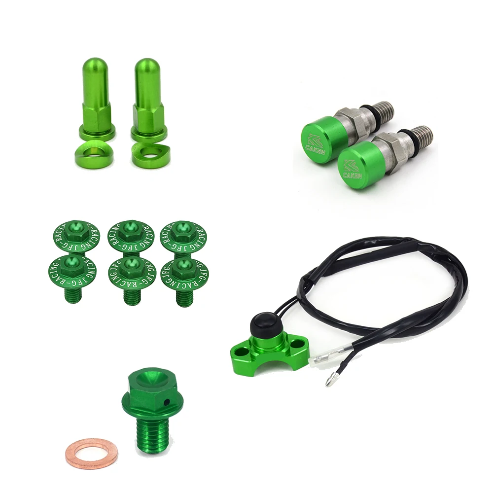 

Fork Guard Bolts Drain Engine Kill Switch Rim Lock Nuts Air Bleeder Relief Valve For KAWASAKI KX85 KX125 KX250 KX250F KX450F