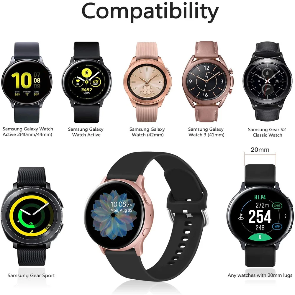 20 مللي متر حزام ساعة ل سامسونج غالاكسي ساعة نشط 1/2 حزام استبدال حزام ل غالاكسي ساعة 3 41 مللي متر غالاكسي ساعة 42 مللي متر سوار