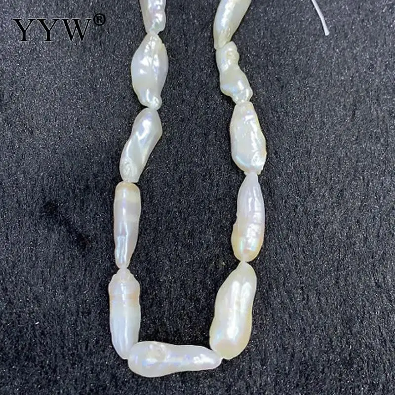 Cultured Freshwater Pearl Beads Natural White 15x8mm-20x15mm Approx 0.8mm Sold By Strand