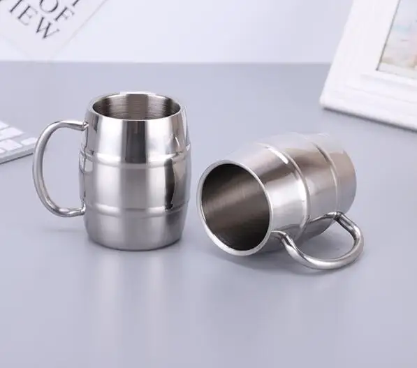 

300ml Travel Mug Double Wall Stainless Steel Cup Mug Outdoor Camping Portable Tea Coffee Beer Cup With Handle