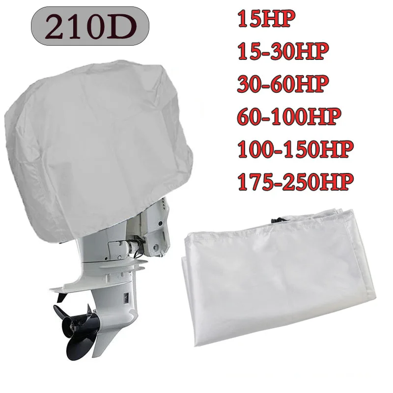 

210D 15-250HP Waterproof Yacht Half Outboard Motor Engine Boat Cover Anti UV Dustproof Cover Marine Engine Protector Canvas