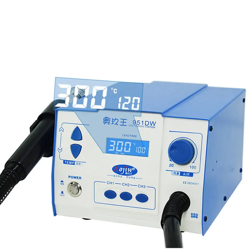 Digital Display Brushless 951DW Hot Air Gun Soldering Station 700W SMD BGA Rework Desoldering Welding Repair Tool Air Nozzles