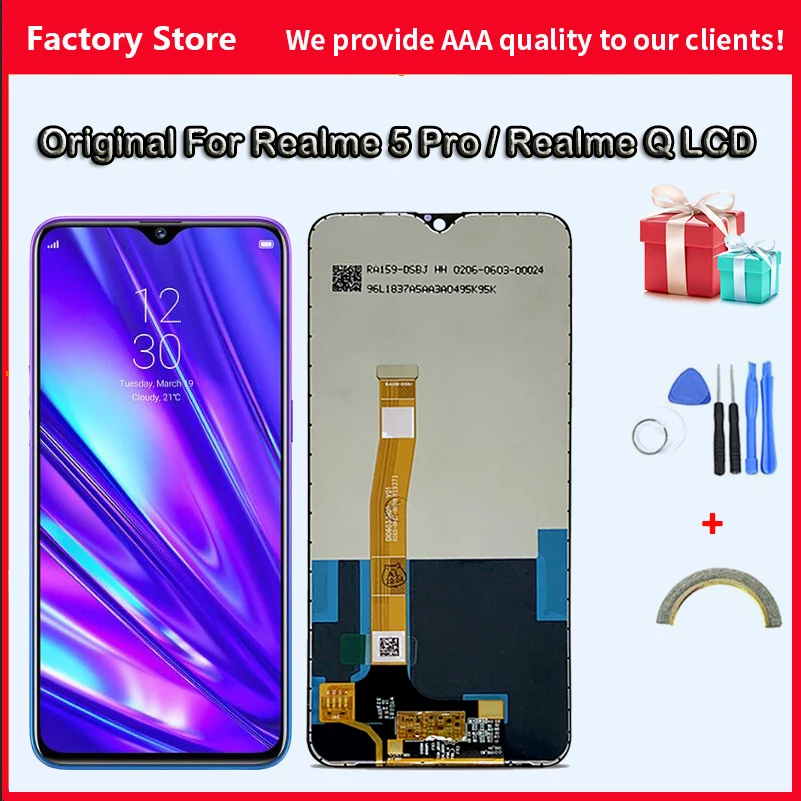 Original LCD For OPPO Realme 5 Pro  LCD Display Touch Screen Digitizer Assembly Glass Sensor For  Realme Q RMX1971 lcd