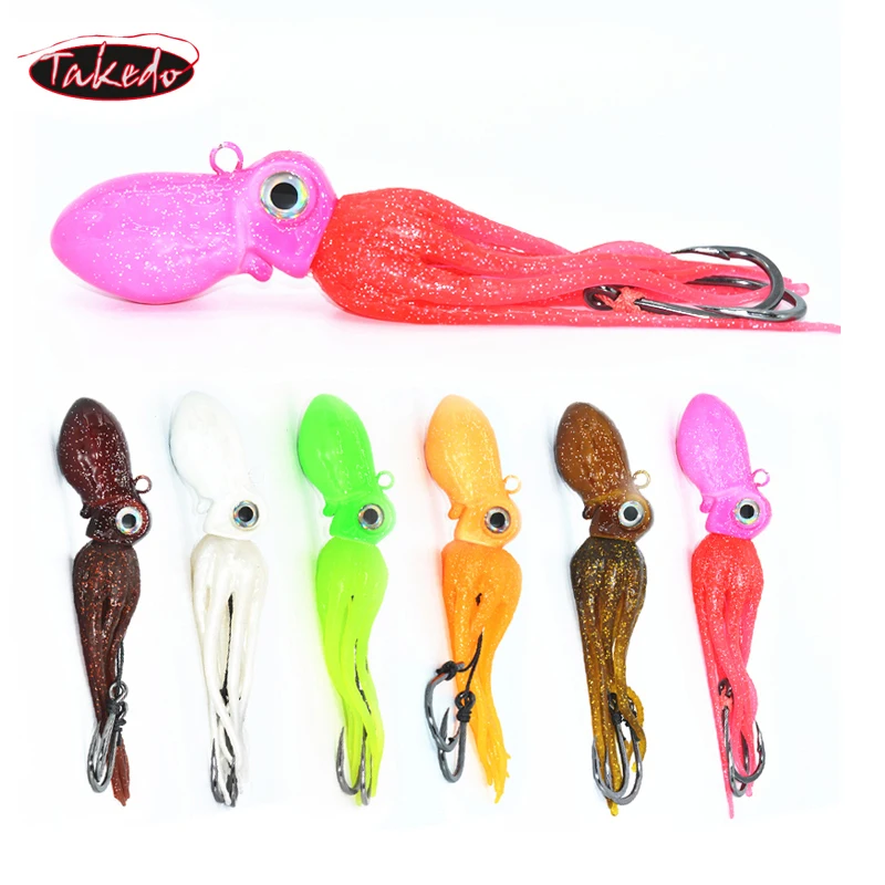 TAKEDO LG01 200g Octopus Lead Jig Head UV TPR With Hook Soft Fishing lures