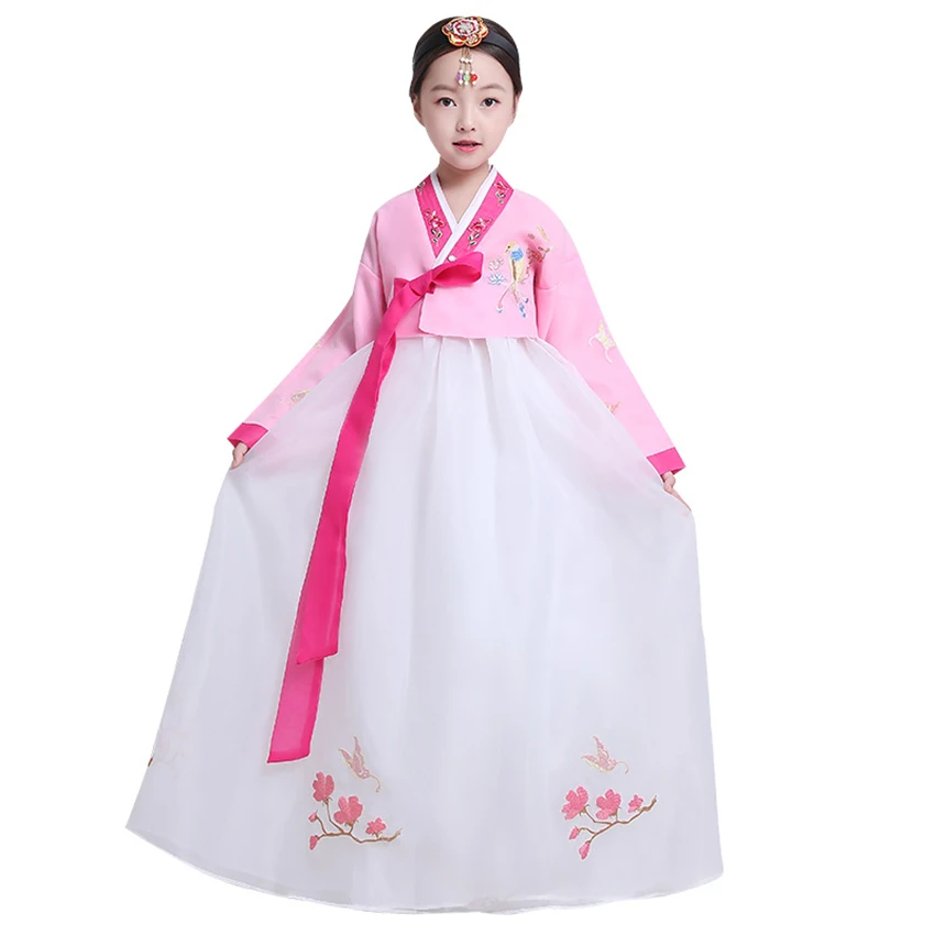 New Girls Traditional Korean Hanbok Dress Dance Costumes Stage Performance Clothing Korea Fashion Style Festival Outfit for Kids