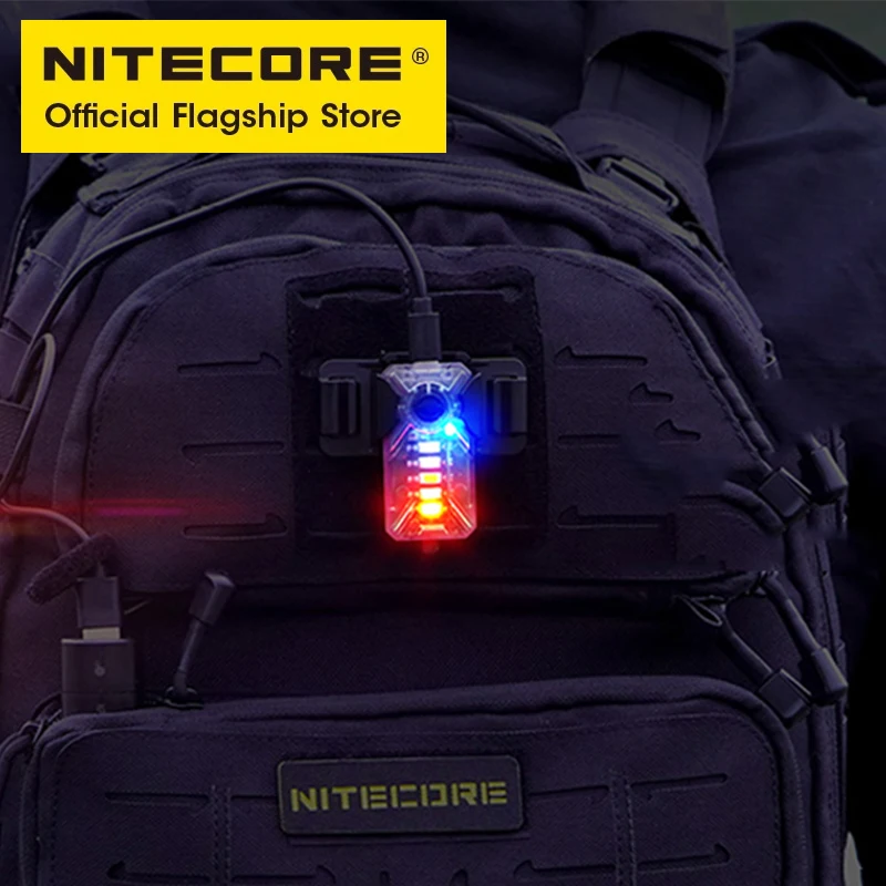 NITECORE NU07 LE Multi-light Source Signal Lamp MINI LED Light  for Helmet Backbag USB-C Charge Rechargeable Warning Headlamp