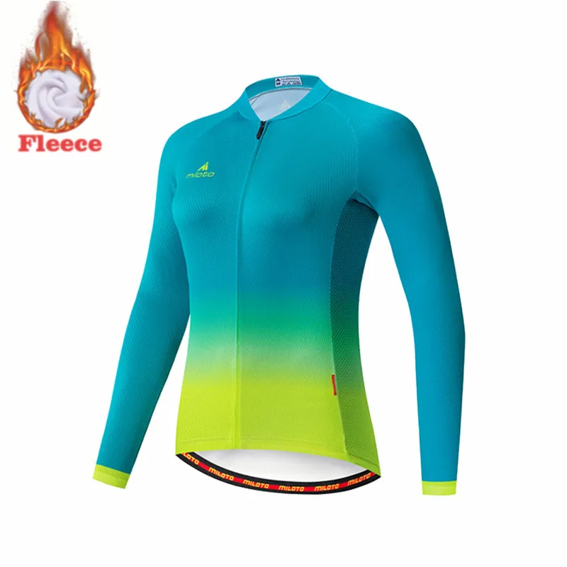 MILOTO Winter Women Cycling Clothing Long Sleeve Jersey Set Road Bike Fleece Thermal Jacket Women Sportswear Warm Training Suit